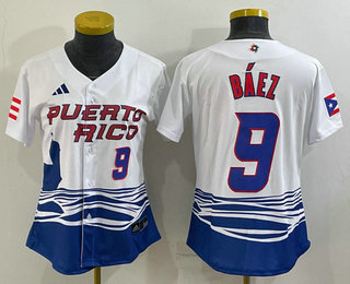 Womens Puerto Rico Baseball #9 Javier Baez Number White 2023 World Baseball Classic Stitched Jersey,We sell and wholesale Womens Puerto Rico Baseball #9 Javier Baez Number White 2023 World Baseball Classic Stitched Jersey on line form chian!